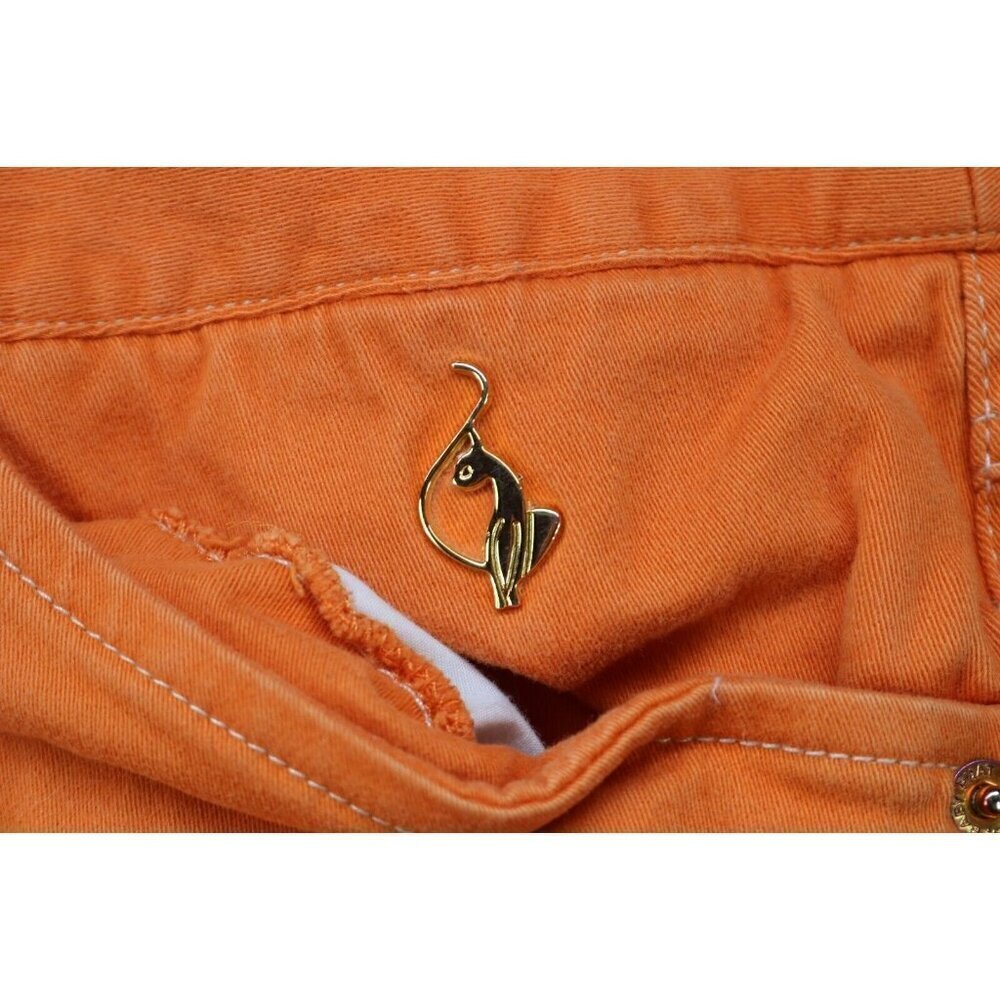 Baby Phat Orange Denim Skirt-Size 20-Pockets-Vintage-Y2K-Logo - Picture 4 of 14